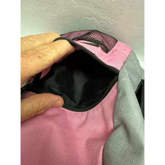 Embark Gray Pink Single Strap Sling Backpack Front Mesh Pocket Zip Closures - Picture 6 of 6